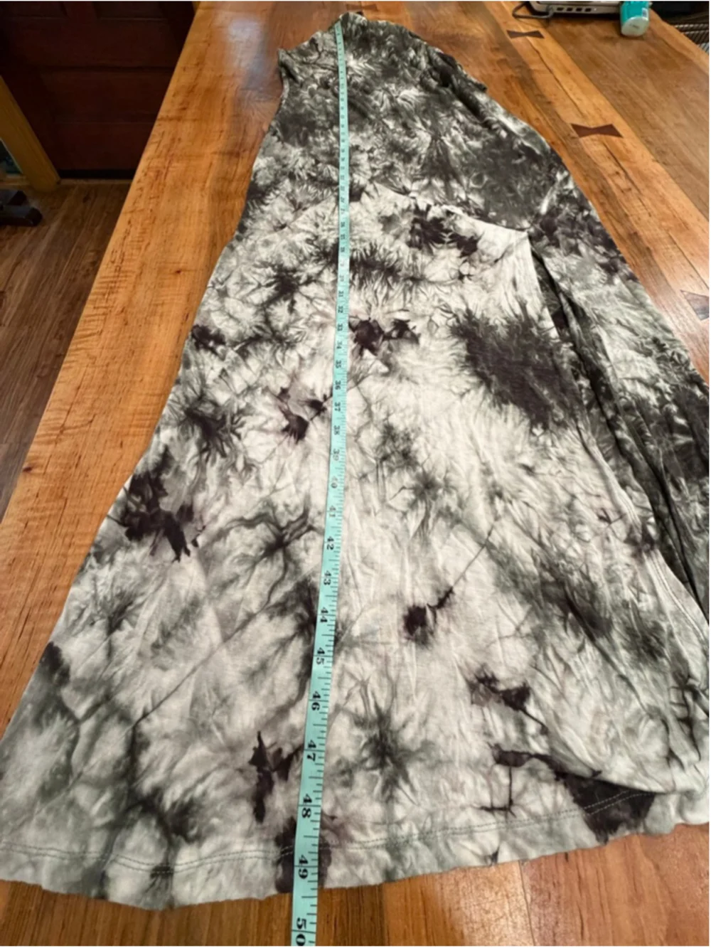 CQ by CQ Tie Dye Maxi Dress L Black Gray Halter Neck Backless Side Slit Stretch - Picture 11 of 12